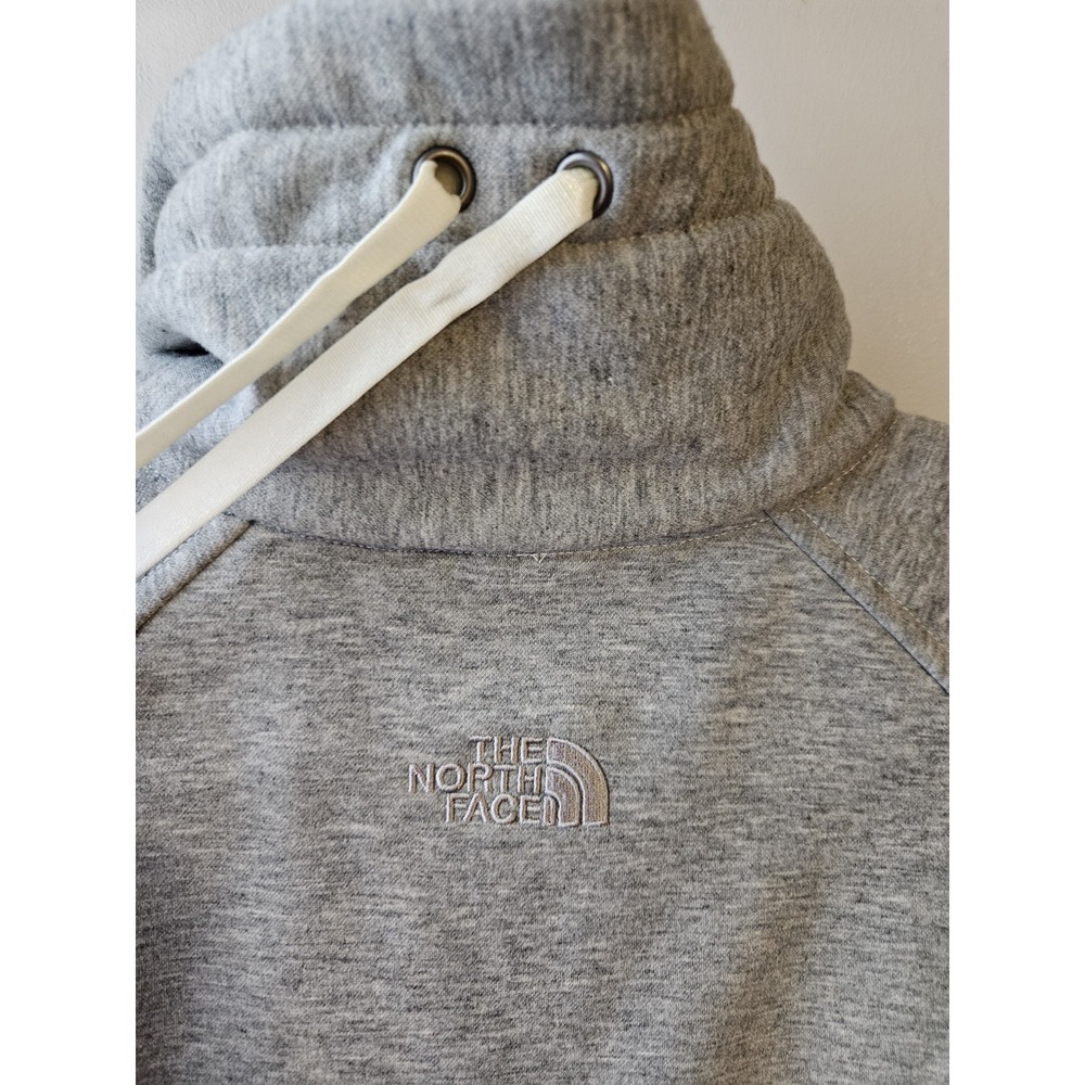 The North Face Women's Small Gray Full Zip Fleece Jacket Tie Waist Mock Neck - Picture 3 of 13